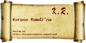 Korpos Ramóna névjegykártya